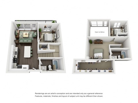 Floor plan for 2 beds, 2 baths, 1340 sqft